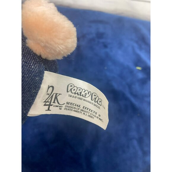 Vintage PORKY PIG Plush Toy 1993 24K Co Plush 90s‎ Vtg Looney Toons Stuffed Pig - Picture 6 of 7